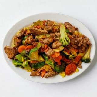 Grilled Steak Tips with Mixed Vegetables