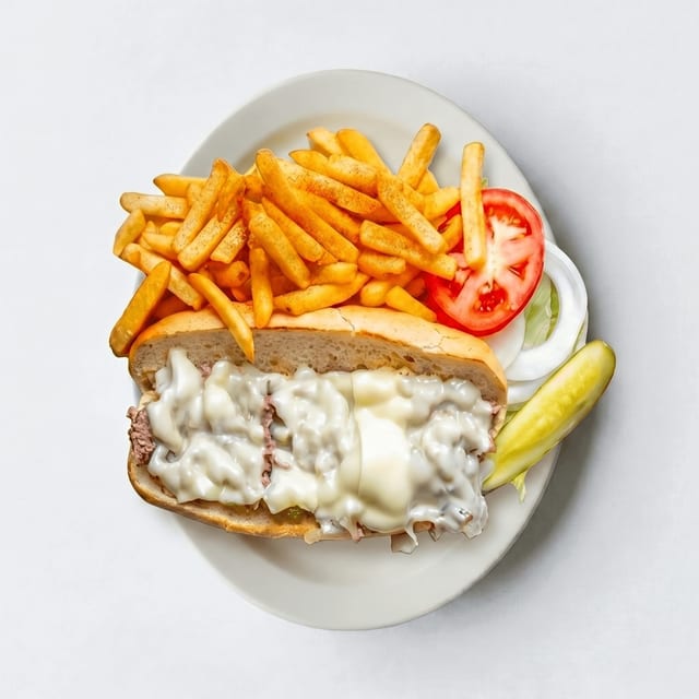Meatball on a Hoagie Roll with Mozzarella Cheese.